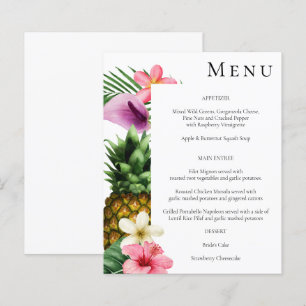 Budget Tropical Hawaiian Floral Menu - Blanc