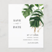 Budget Tropical Leaves Modern SAVE THE DATE Uitnod (Voorkant)