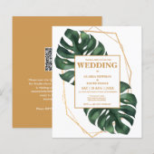 Budget Tropical Palm Leaf QR Code  Invitation (Voorkant / Achterkant)