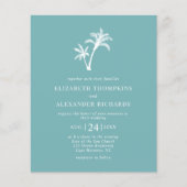 Budget Tropical Palm Zee Glass Blue Wedding Invite Flyer (Voorkant)