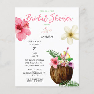 Budget Tropisch Hawaiaans Bruidsdouche Flyer