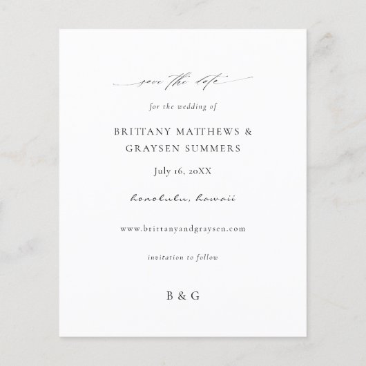 Budget Tropisch Wit Bloemig Foto Save the Date (Achterkant)