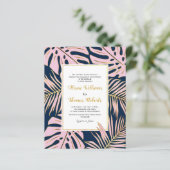 BUDGET Tropische bladeren QR code bruiloft uitnodi (Staand voorkant)