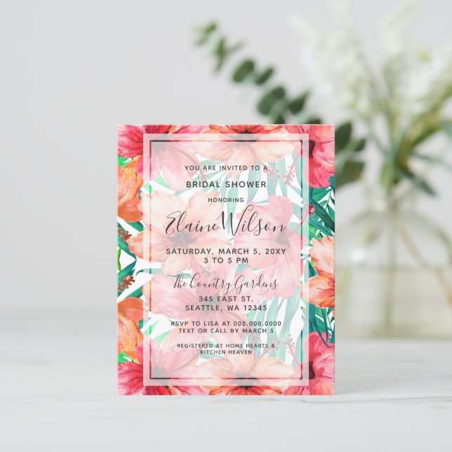 Budget Tropische Bridal Shower Uitnodiging (Staand voorkant)