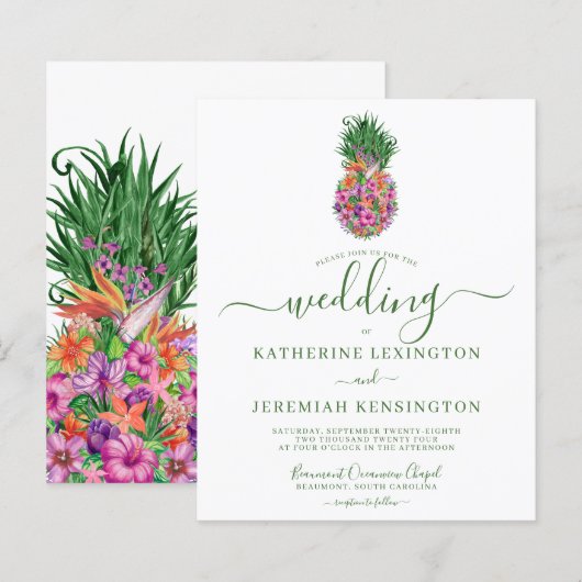 BUDGET Tropische Floral Pineapple Wedding (Voorkant / Achterkant)