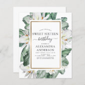 Budget Tropische Magnolia Sweet 16 Uitnodiging (Voorkant / Achterkant)