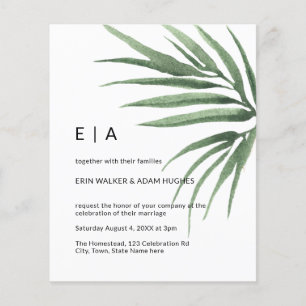 Budget Tropische Palm Leaf Minimal Wedding Invite
