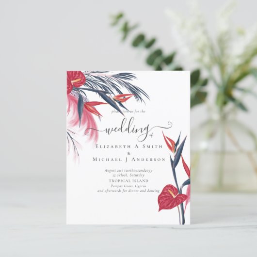 BUDGET Tropische Pampas Grass Navy Berry Wedding (Staand voorkant)