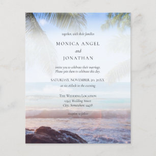 Budget Tropische Strand Palm Bruiloft Flyer