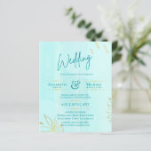 BUDGET Trouw Uitnodiging Turkoois Goud Abstract (Staand voorkant)