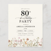 Budget Tuin Bloemen 80e Verjaardag Uitnodiging Flyer (Voorkant)