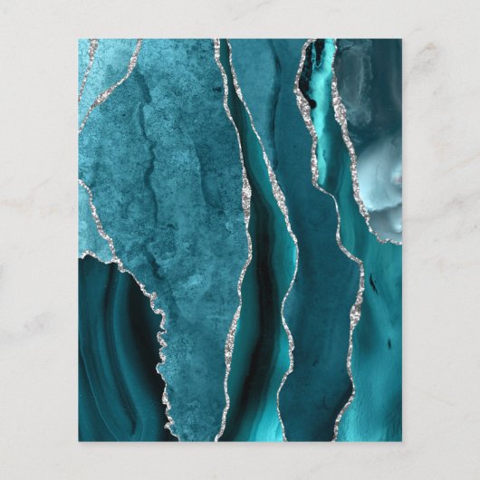 Budget Turquoise Argent Agate Gris Mariage Menu (Dos)