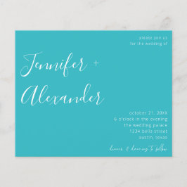 Budget Turquoise Blue Calligraphy Photo Wedding Flyer