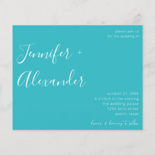 Budget Turquoise Blue Calligraphy Photo Wedding Flyer
