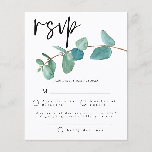 Budget Turquoise Blue Eucalyptus feuilles mariage  (Devant)