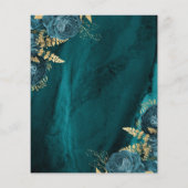 Budget Turquoise Blue Gold Floral Mariage Menu (Dos)