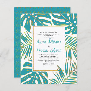 BUDGET turquoise feuilles tropicaux faire-part de