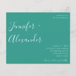 Budget Turquoise Groen Calligrafie Foto Bruiloft Flyer