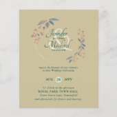 BUDGET Turquoise Orange Feuilles Faire-part de mar (Devant)