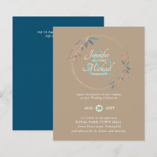 BUDGET Turquoise Orange Feuilles Faire-part de mar
