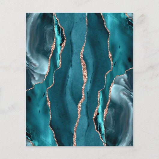 Budget Turquoise Rose Gold Agate Dark Mariage Menu (Dos)