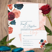 Budget Turquoise, Rouge, Sangria Roses Faire-part 