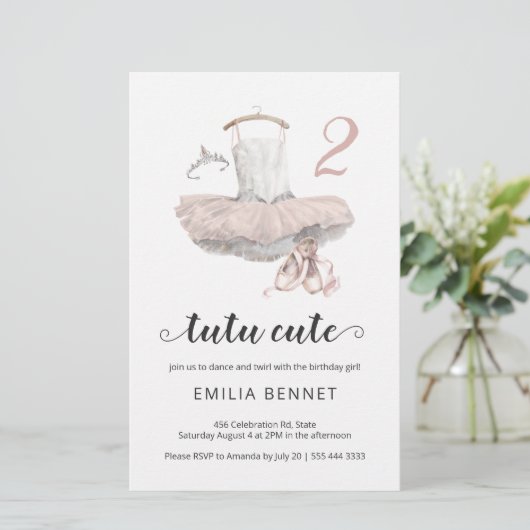 Budget Tutu minimalistisch Ballerina 2e verjaardag (Staand voorkant)