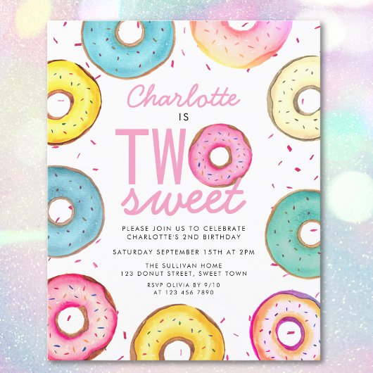 Budget Twee lieve donuts 2e verjaardag uitnodiging