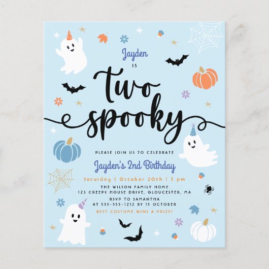Budget Twee Spooky Blue Halloween Boy 2e Verjaarda (Voorkant)