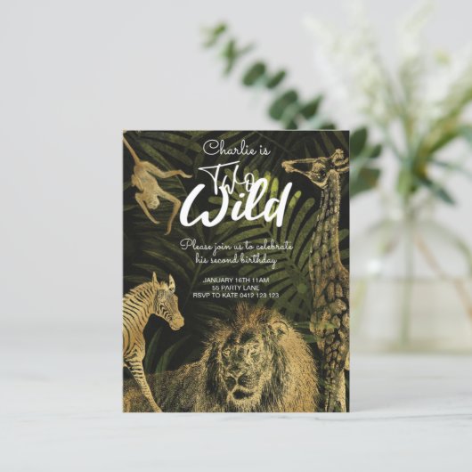 BUDGET Twee uitnodiging tot vrijdag Oerwoud Wild G (Staand voorkant)