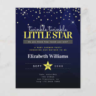 Budget Twinkle Little Star Baby shower Invitation Flyer