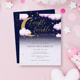 Budget Twinkle Little Star Meisje Eerste Verjaarda Flyer