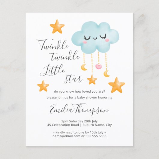 Budget Twinkle Twinkle Little Star Baby shower Flyer (Voorkant)