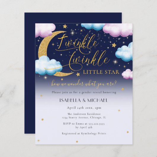 Budget Twinkle Twinkle Little Star Gender Reveal (Voorkant / Achterkant)