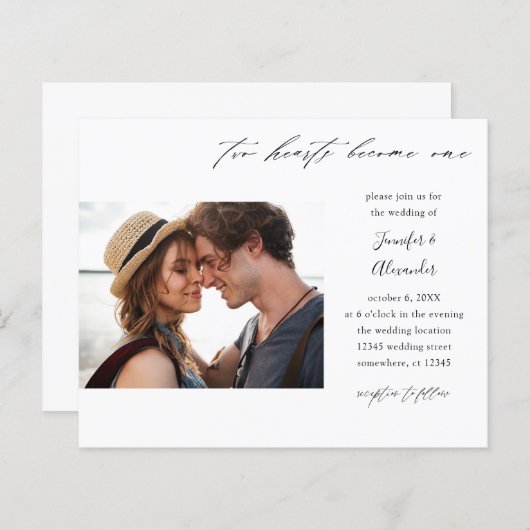 Budget Two Hearts Photo Calligraphy Wedding (Voorkant / Achterkant)