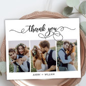 Budget Typografie 3 Foto Bruiloft Dank u Kaart