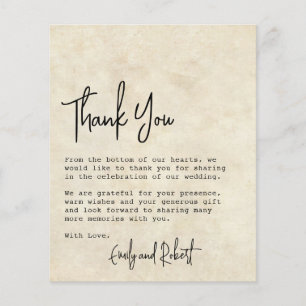 Budget Typografie Bruiloft Dank u Fotokaart