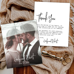 Budget Typografie Bruiloft Dank u Fotokaart