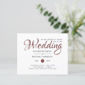 Budget TYPOGRAHY Wedding Invites - Burgundy Red (Staand voorkant)