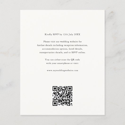 Budget Typography Monogram Wedding QR Code Flyer (Achterkant)