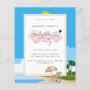 Budget uitnodiging, Beach Bachelorette Hens Party Flyer