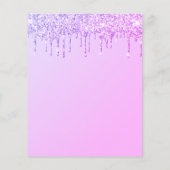 BUDGET Unicorn Face Glitter Birthday Uitnodiging (Achterkant)