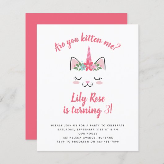 BUDGET Unicorn Kitten Birthday (Voorkant / Achterkant)