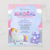 Budget Unicorn Magical 3rd Birthday Invitation (Voorkant)