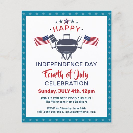 BUDGET USA Vlag 4 juli BBQ Party Invitation Flyer (Voorkant)