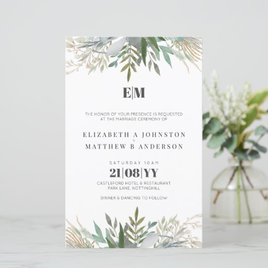 Budget Verdure Feuille Typographie Mariage Invite (Debout devant)