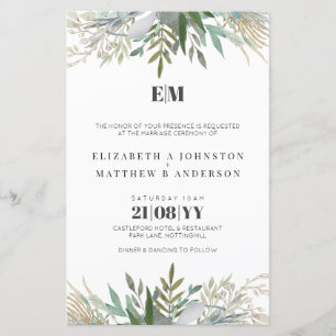 Budget Verdure Feuille Typographie Mariage Invite