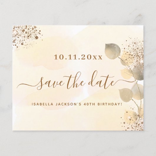 Budget verjaardag goud eucalyptus herfst save the  (Voorkant)