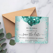 Budget verjaardag zilveren turquoise glitters save