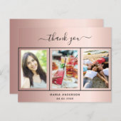 Budget verjaardagsdatum roos goudfoto Dank je kaar (Voorkant / Achterkant)